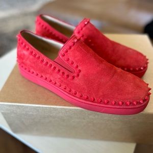 Men’s Red Pik Boat Flat Veau Velour Sneakers